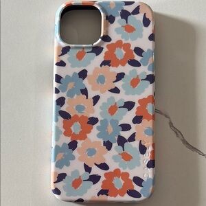 Blue and Orange Floral Phone Case with Matte Finish